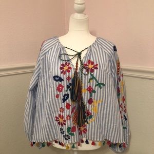 Zara colorful embroider blouse
